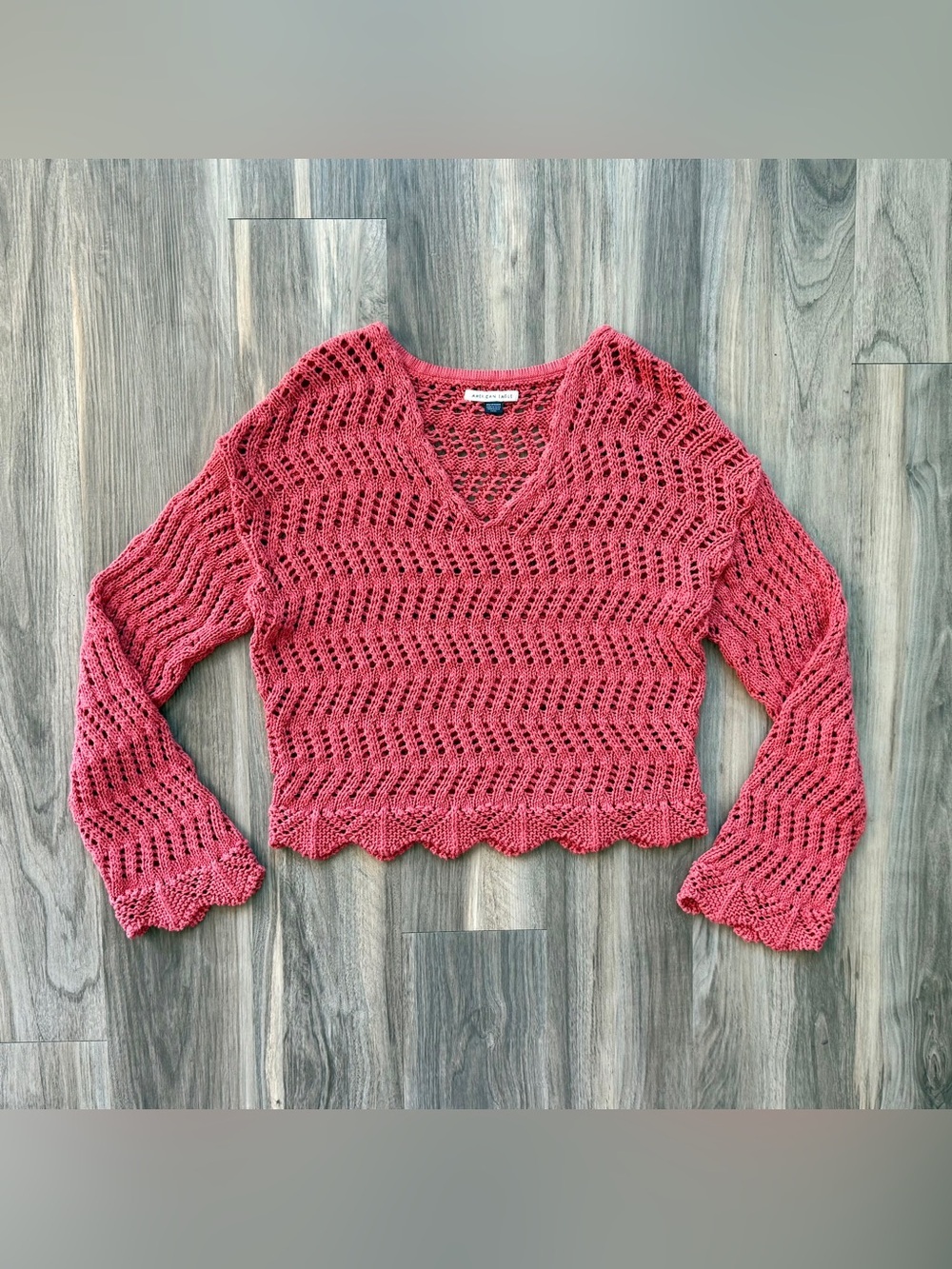 American Eagle Sunset-Colored Open-Weave Sweater Size XS